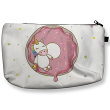 White - Unicorn On Donut - Unicorn Makeup Bag