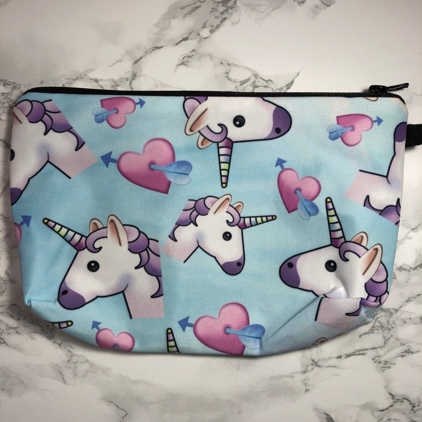 Blue - Unicorns and Hearts - Unicorn Makeup Bag