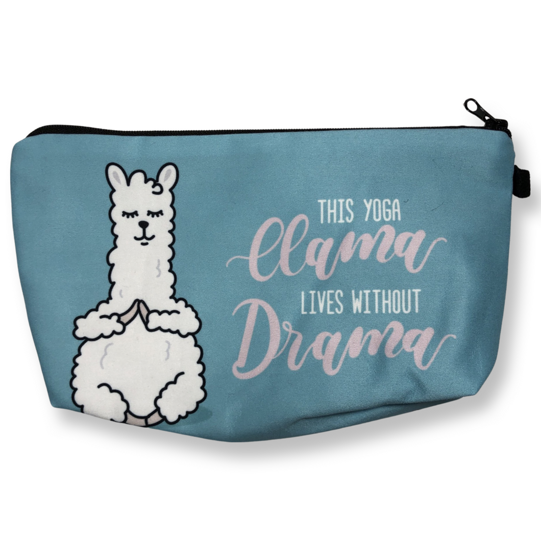 Teal - This Yoga Llama Lives Without Drama - Llama Makeup Bag